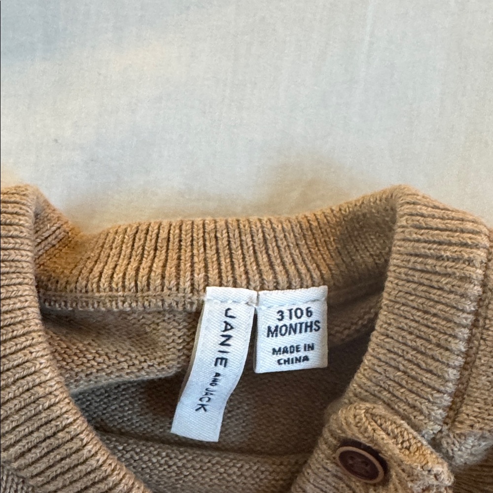 Janie and Jack Tan Sweater set with Bear Design - Picture 3 of 4